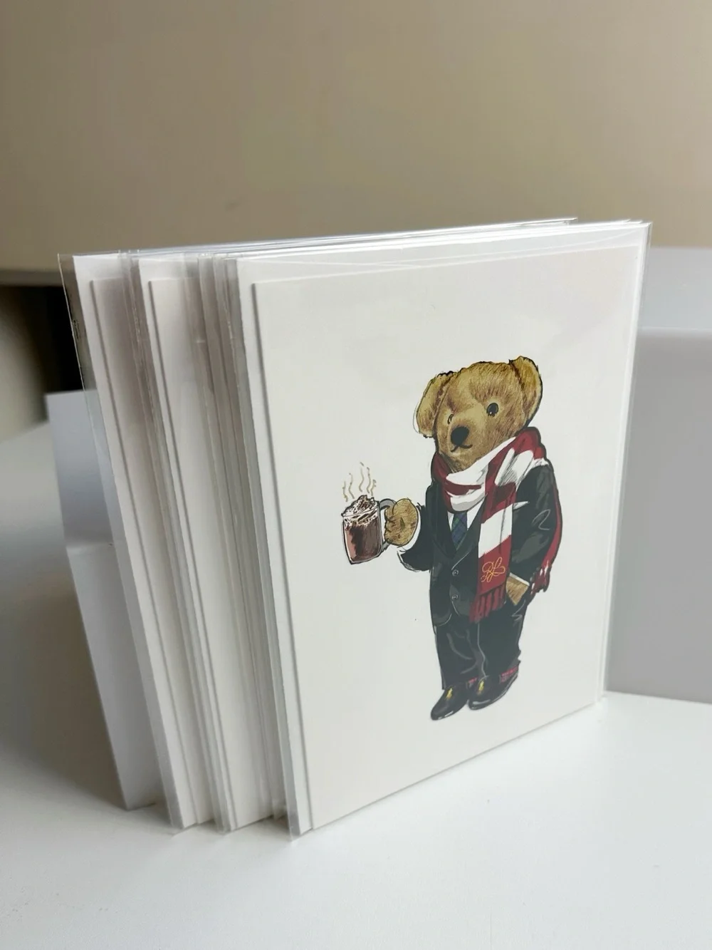 Polo Ralph Lauren Polo Bear with Hot Cocoa Blank Holiday Cards Set of 11 NWT